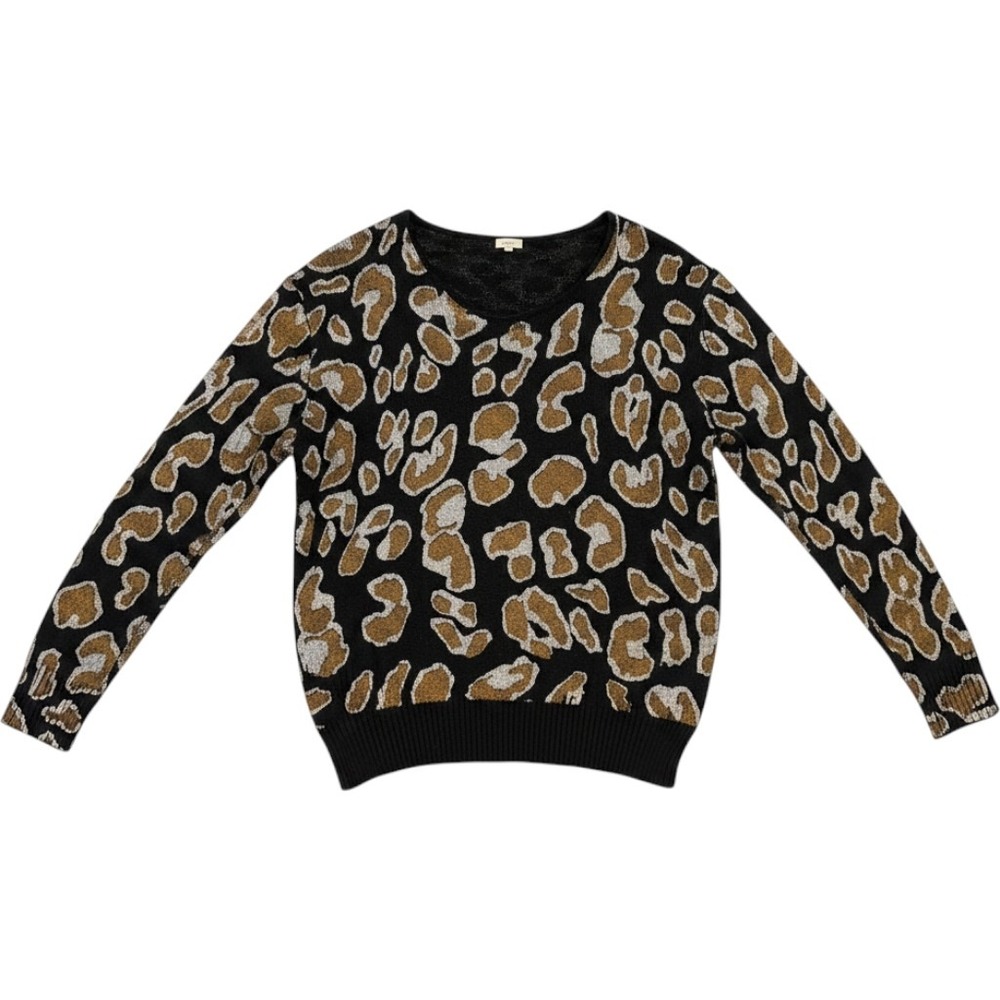 Oddi Women Leopard Print Knit Sweater Black Gold‎ Silver 2XL/3L